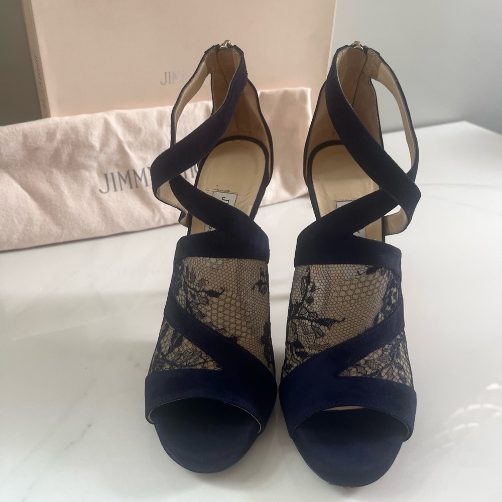 AUTHENTIC JIMMY CHOO ITALIAN LACE HEELS - Picture 6 of 16